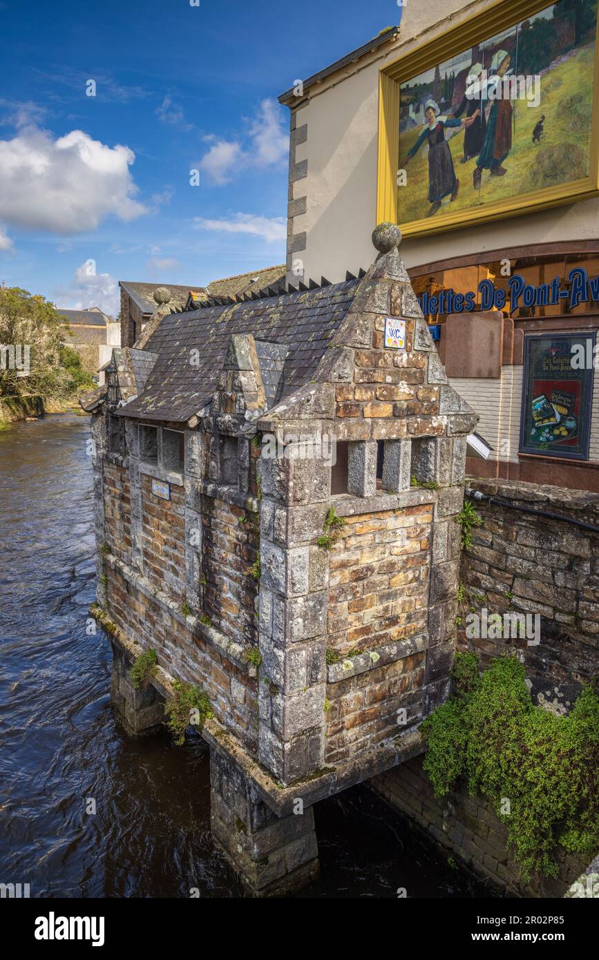 A french Water Closet on the riverside at Pont Aven, Brittany, France Stock Photo