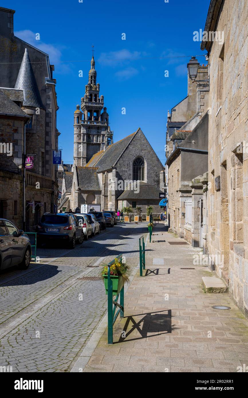 The old streets of the Port of Roscoff, Brittany, France Stock Photo
