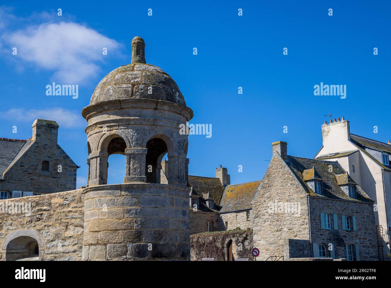 The turret of the old harbour defences in Roscoff, Brittany, France Stock Photo