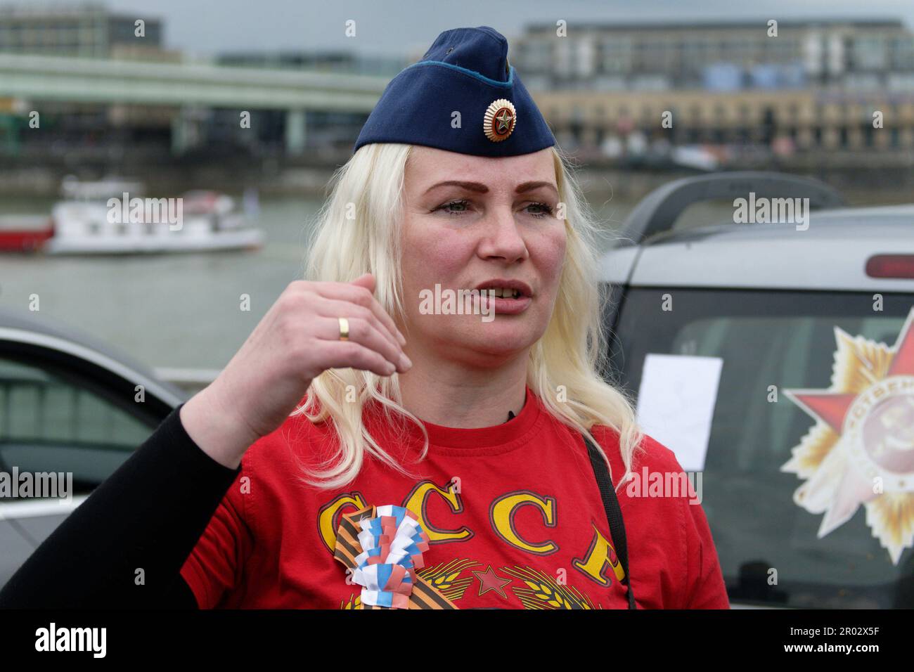 Cologne, Germany. 06th May, 2023. Pro-Putin activist Elena Kolbasnikova ...