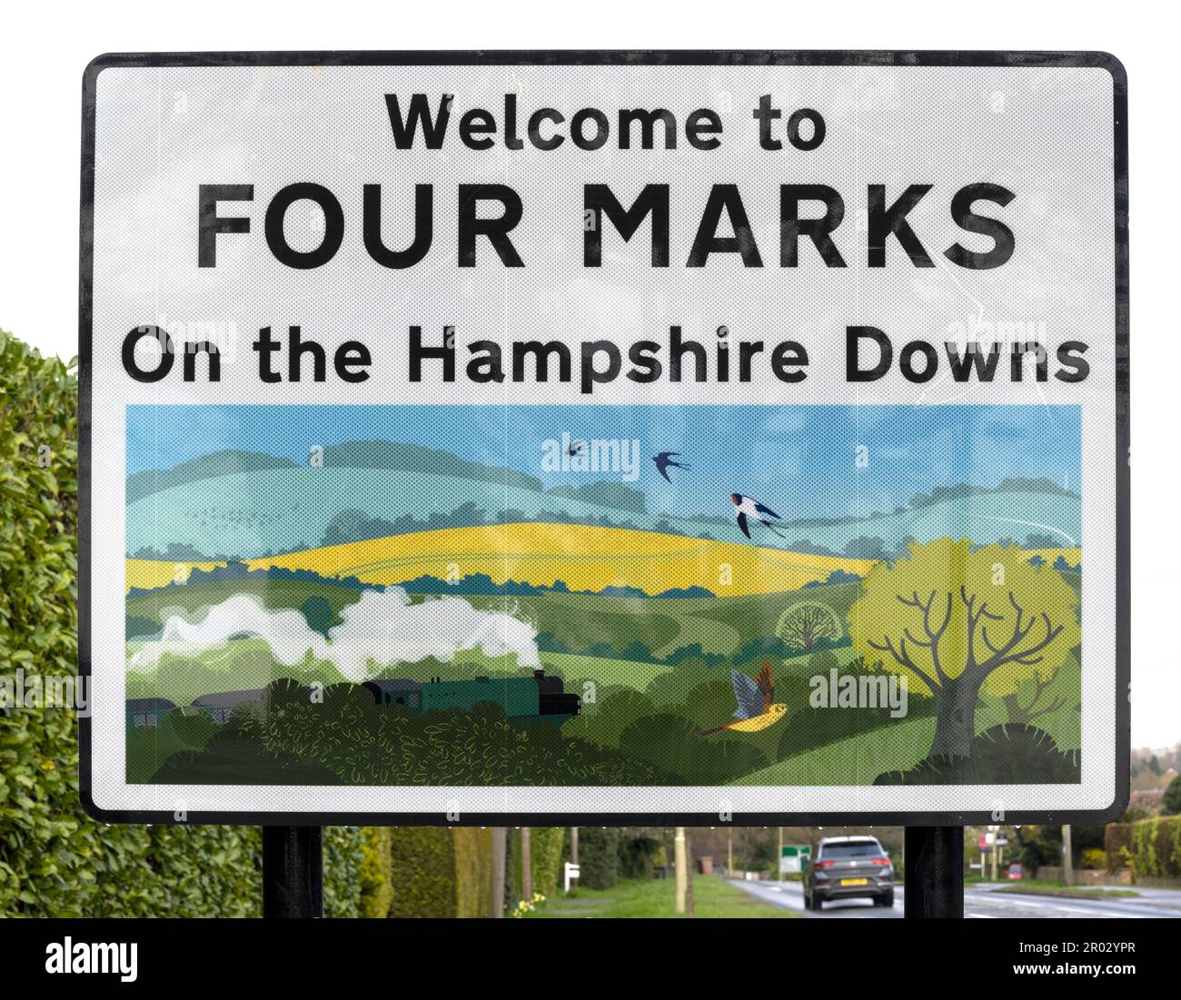New to Four Marks on the Hampshire Downs sign at Four Marks