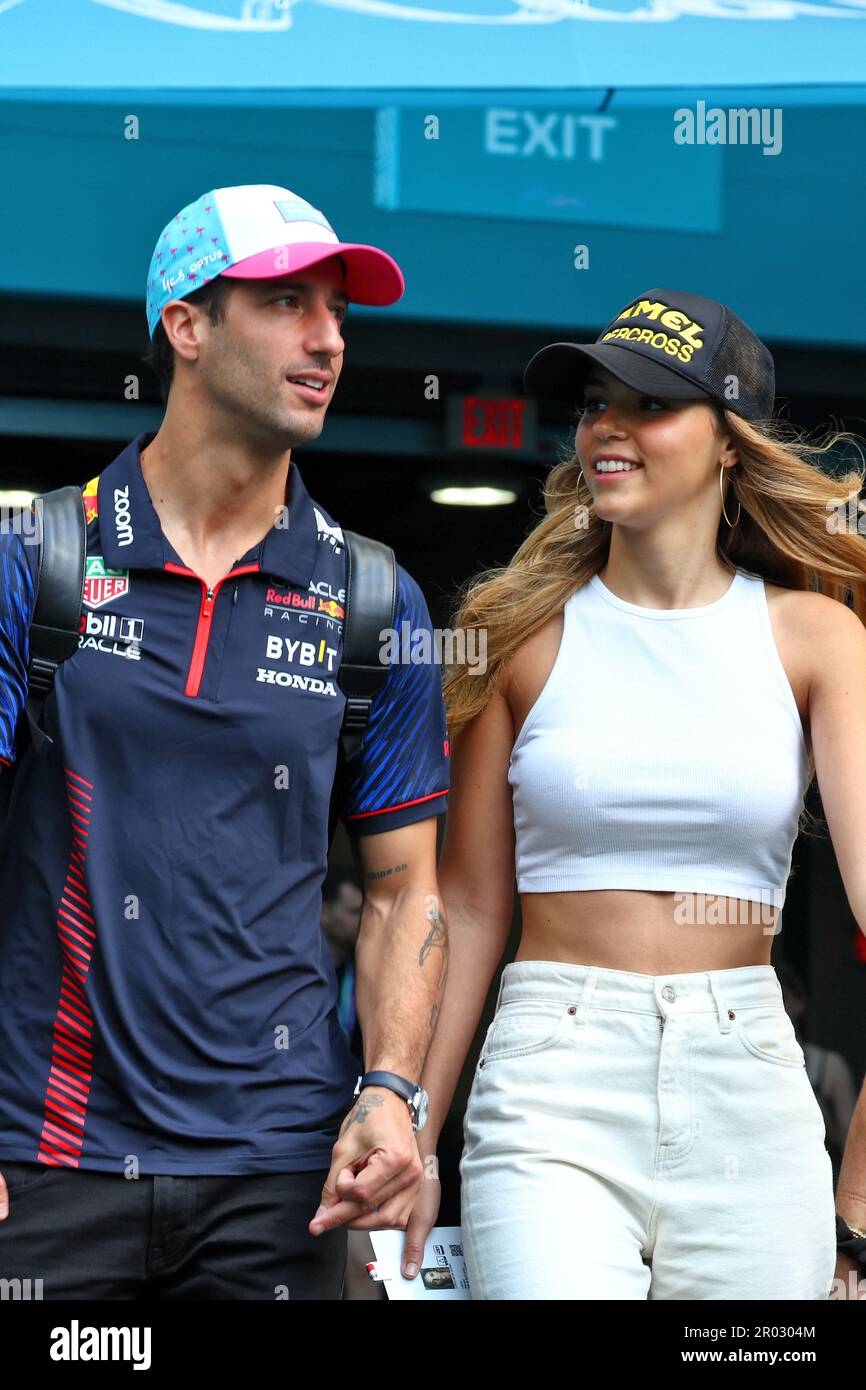 Miami, USA. 06th May, 2023. (L to R): Daniel Ricciardo (AUS) Red Bull  Racing Reserve and Third Driver with his girlfriend Heidi Berger (AUT).  Formula 1 World Championship, Rd 5, Miami Grand