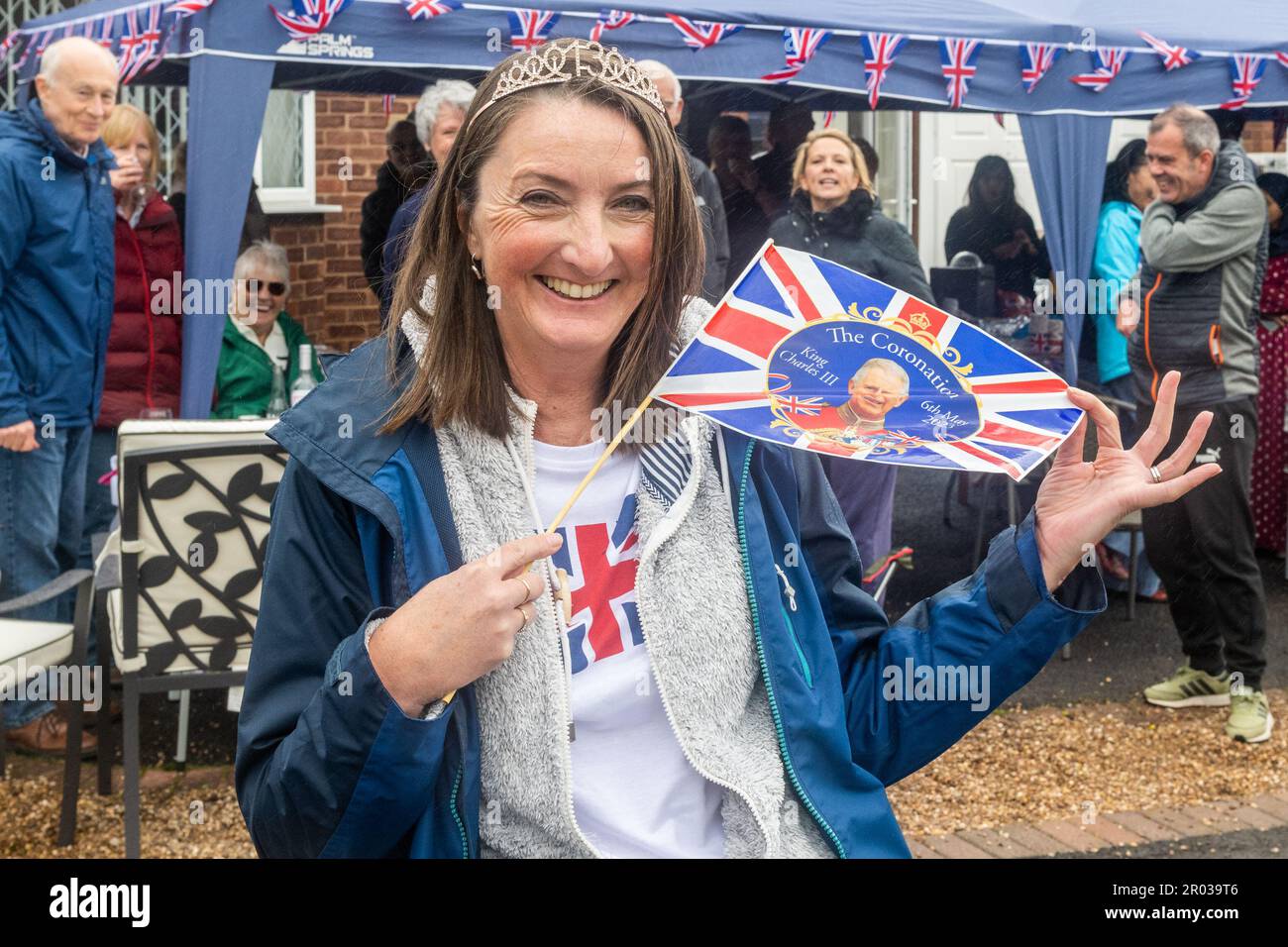 Coventry, West Midlands, UK. 6th May, 2023. People around the country came out to celebrate the coronation of King Charles III today. Residents of Frankton Avenue organised a street partywhere alcohol flowed and food was devoured. At the party was Denise Ryan from Frankton Avenue. Credit: AG News/Alamy Live News Stock Photo