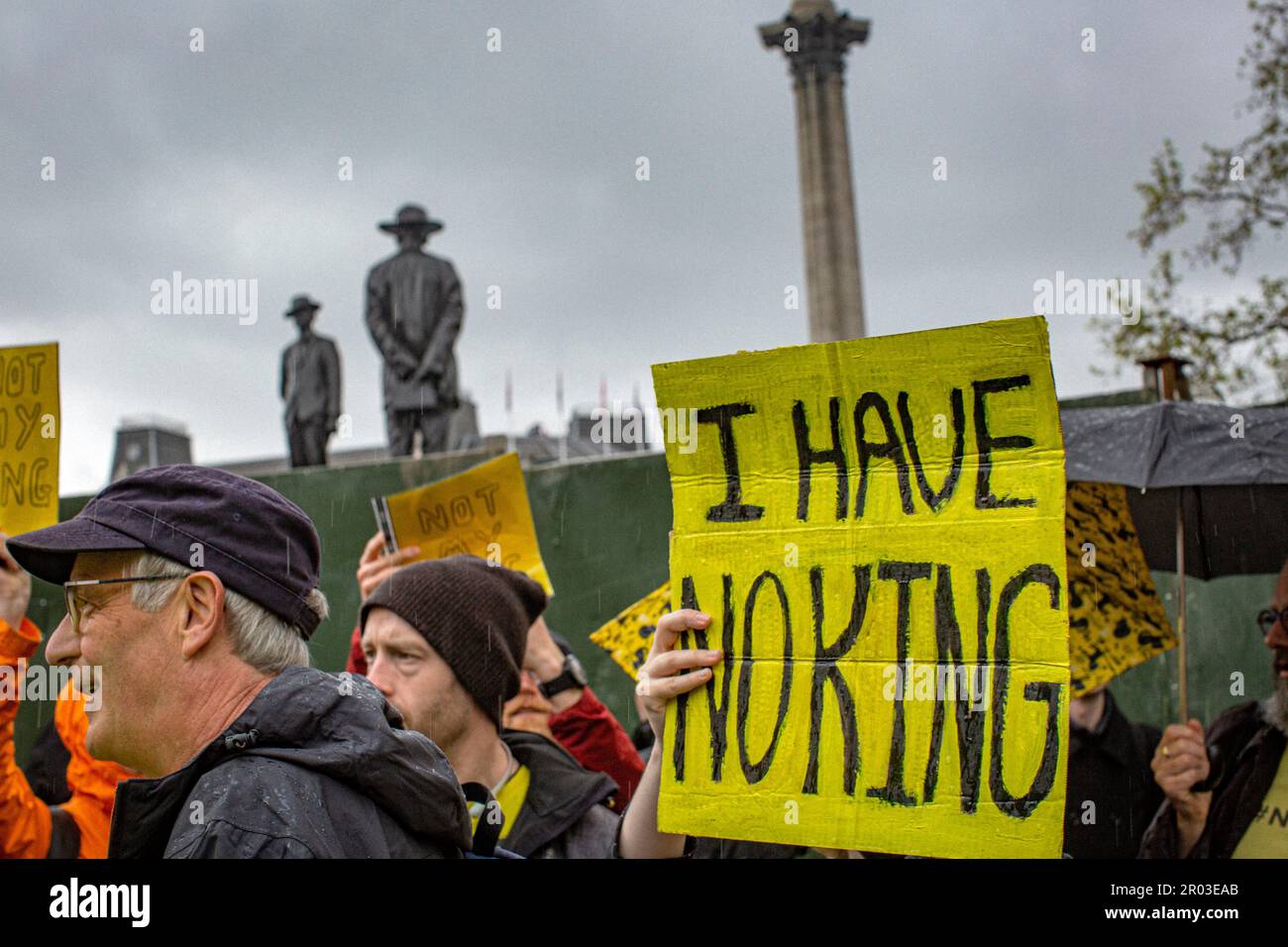 London, UK. 6 May, 2023. Anti-monarchy protesters organised by Republic stage a 'Not My King' rally on the day of the Coronation of King Charles III. Credit: horst friedrichs/Alamy Live News Stock Photo