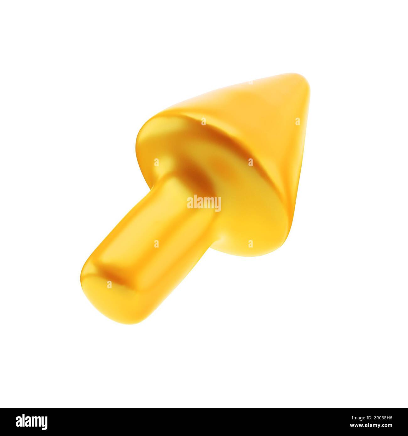Yellow arrow pointing right and above. Realistic 3d design In plastic ...
