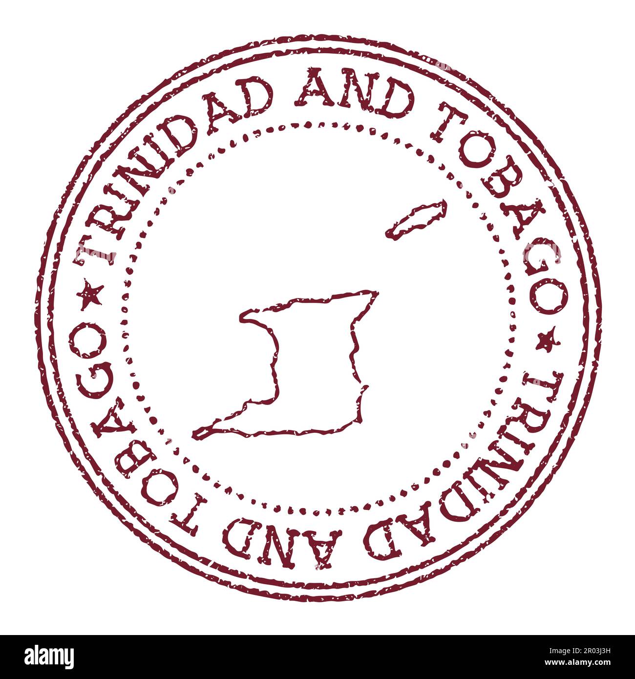 Trinidad and Tobago round rubber stamp with country map. Vintage red