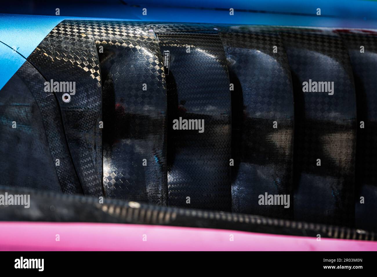 Alpine F1 Team A523, mechanical detail, engine cover, carbon during the ...