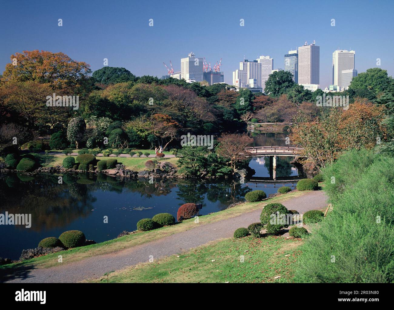 Japan. Tokyo. Recreational park garden. View of Shinjuku. Stock Photo