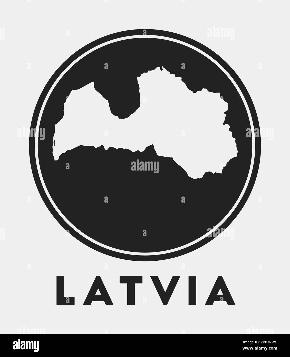 Latvia icon. Round logo with country map and title. Stylish Latvia badge with map. Vector illustration. Stock Vector