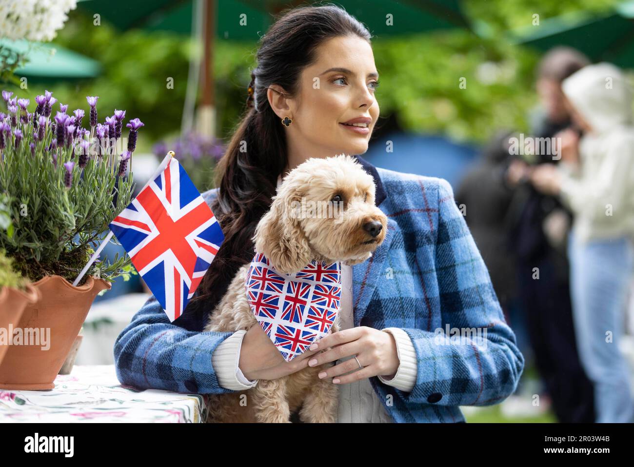 EDITORIAL USE ONLY Lauren Amiri and dog Beignet at the Mayfair ...