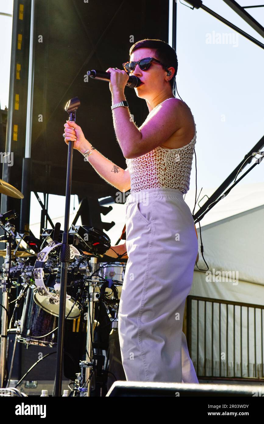 Redondo Beach, California, May 5, 2023 - Chelsea Lee of SHAED performing on stage at BeachLife Festival 2023. Photo Credit: Ken Howard/Alamy Stock Photo