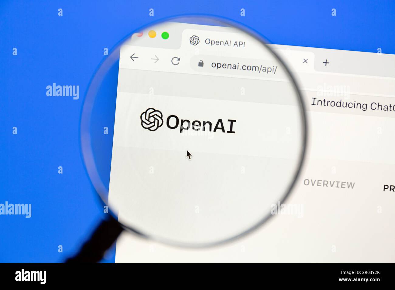 Ostersund, Sweden - Jan 29, 2023: OpenAI api website on a computer screen. OpenAI is an American artificial intelligence research laboratory. Stock Photo