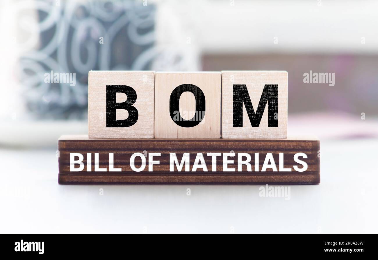 Bom bill of materials symbol concept words bom bill of materials on