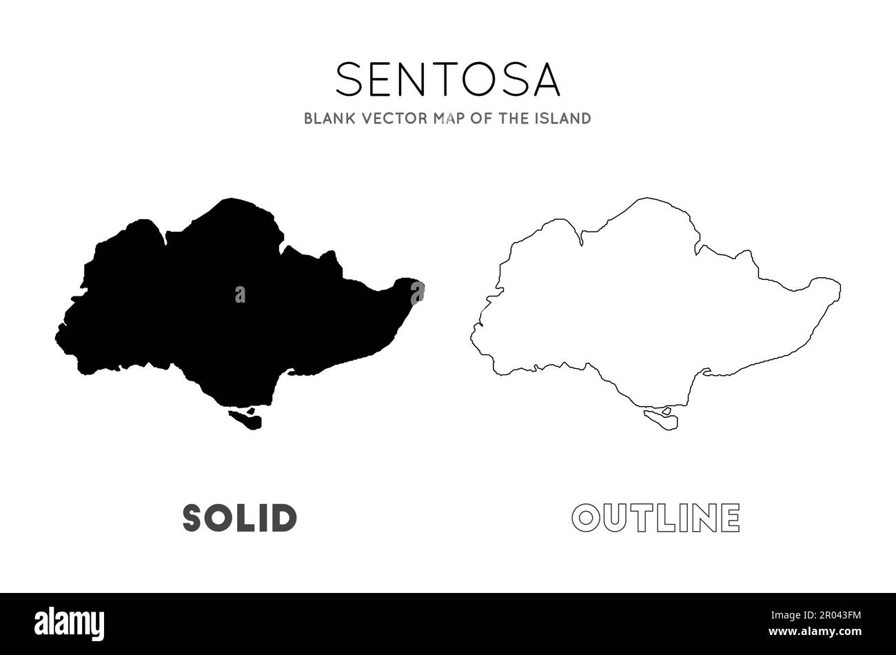 Sentosa map. Blank vector map of the Island. Borders of Sentosa for your infographic. Vector illustration. Stock Vector