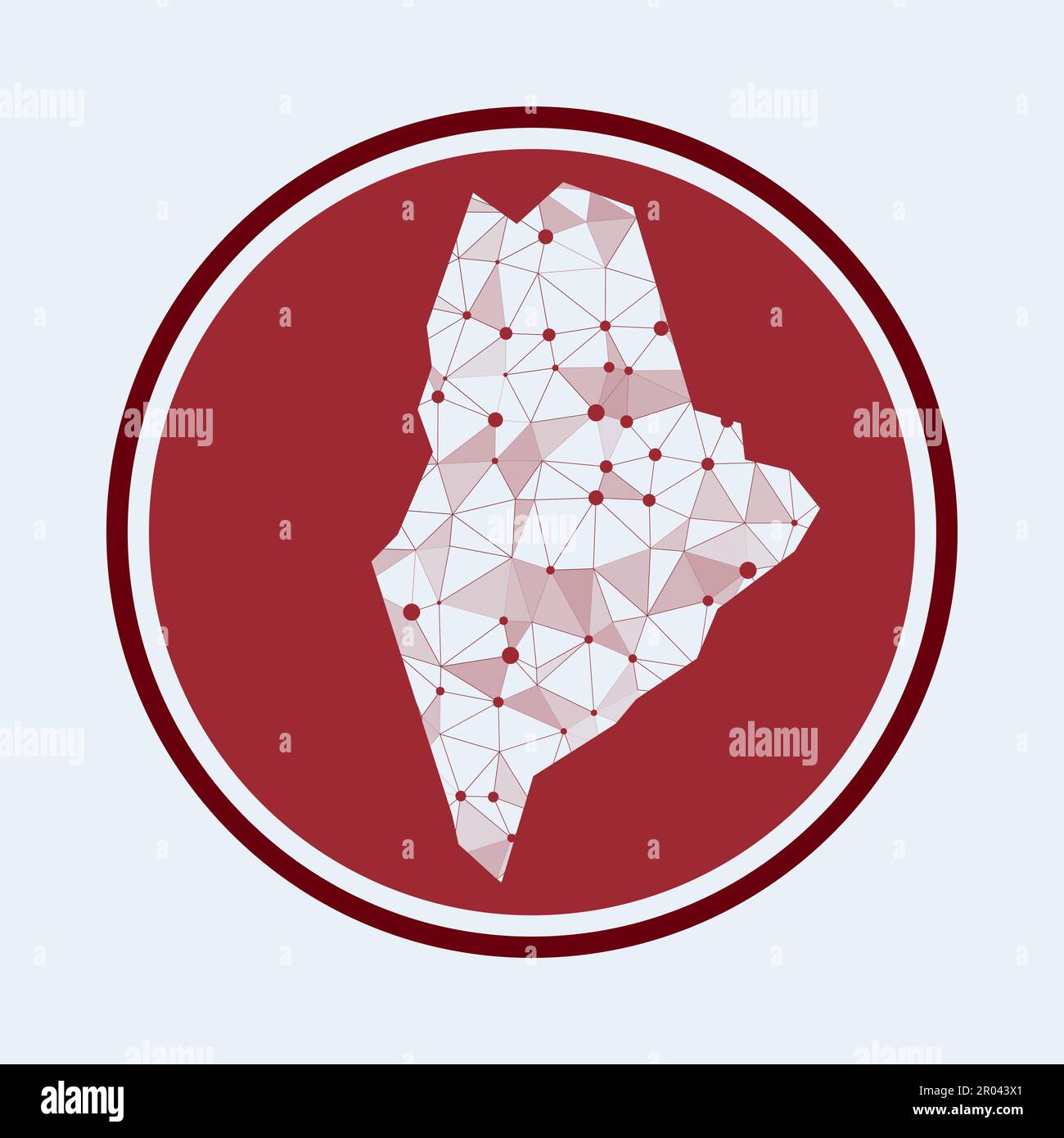 Maine icon. Trendy tech logo of the us state. Geometric mesh round design. Technology, internet, network, telecommunication concept. Vector illustrati Stock Vector