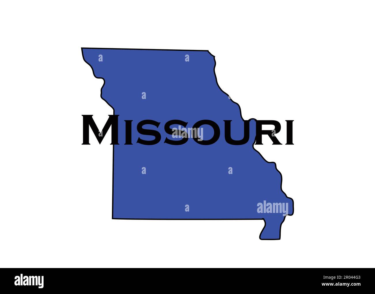 Politically liberal blue state of Missouri with a map outline Stock