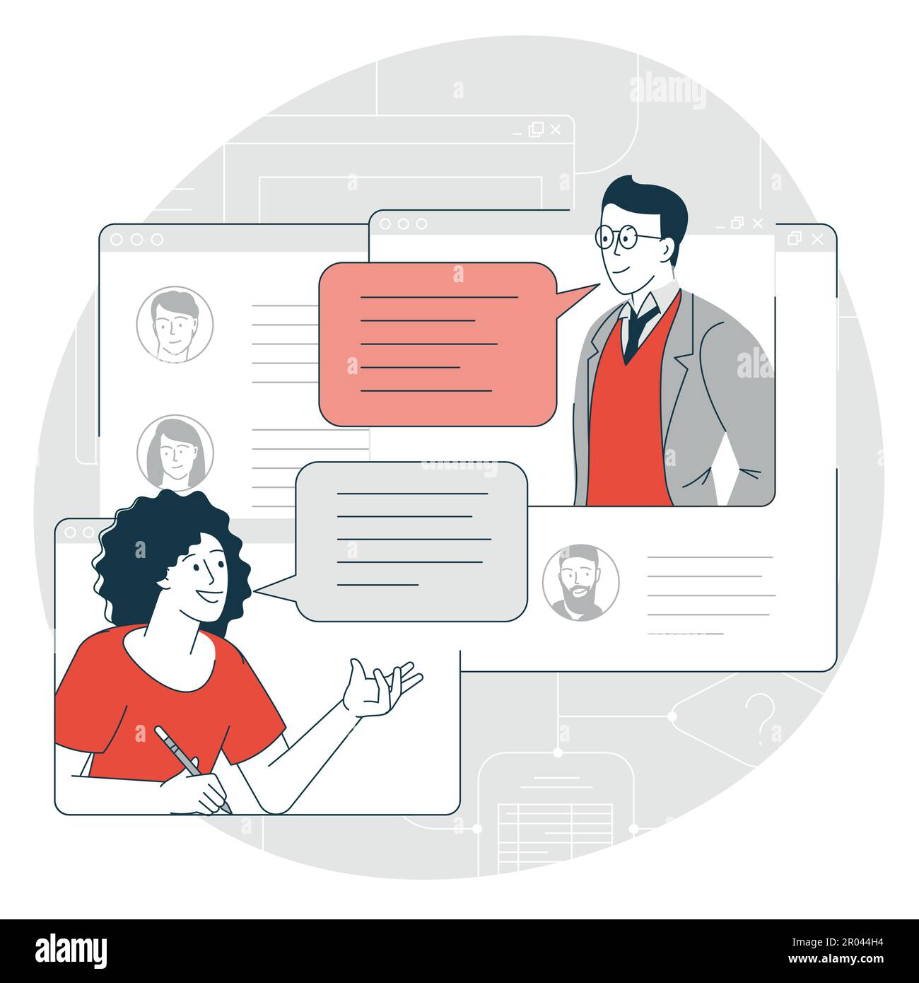 Online collective virtual meeting Stock Vector