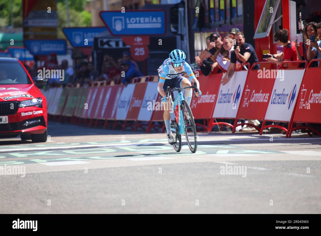 Laredo, Spain, May 06th, 2023: Trek - Segafredo cyclist Gaia Realini wins during the 6th stage of the women's LaVuelta by Carrefour 2023 between Castro-Urdiales and Laredo, on May 06, 2023, in Laredo, Spain Spain. Credit: Alberto Brevers / Alamy Live News Stock Photo