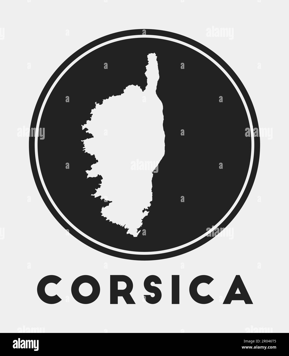 Corsica icon. Round logo with island map and title. Stylish Corsica ...