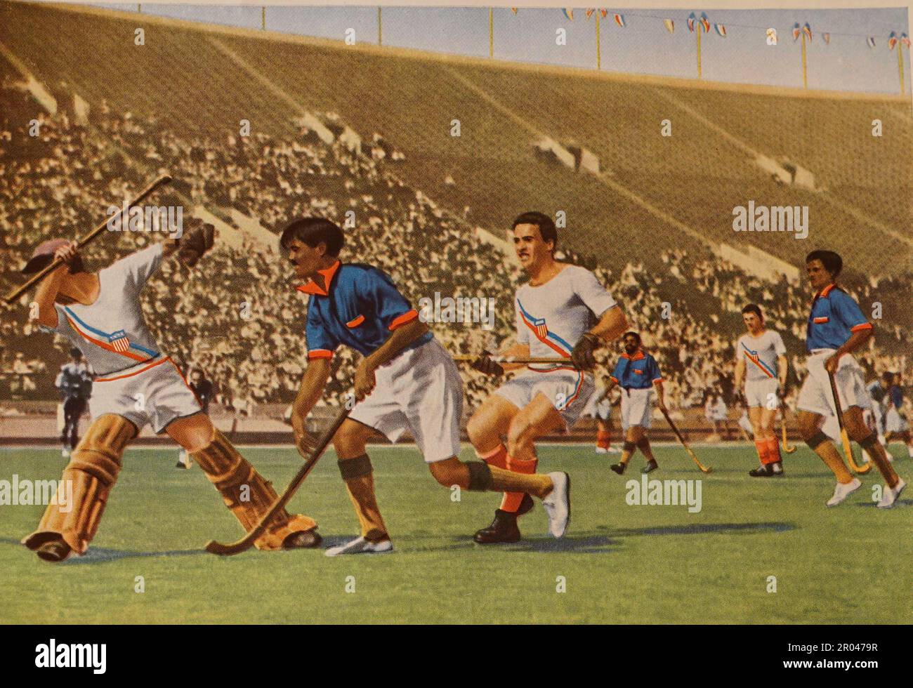 The 1932 Olympics held in Los Angeles, USA, saw the Indian hockey team defeat the USA 24-1 in the final match and claim the gold medal. Stock Photo