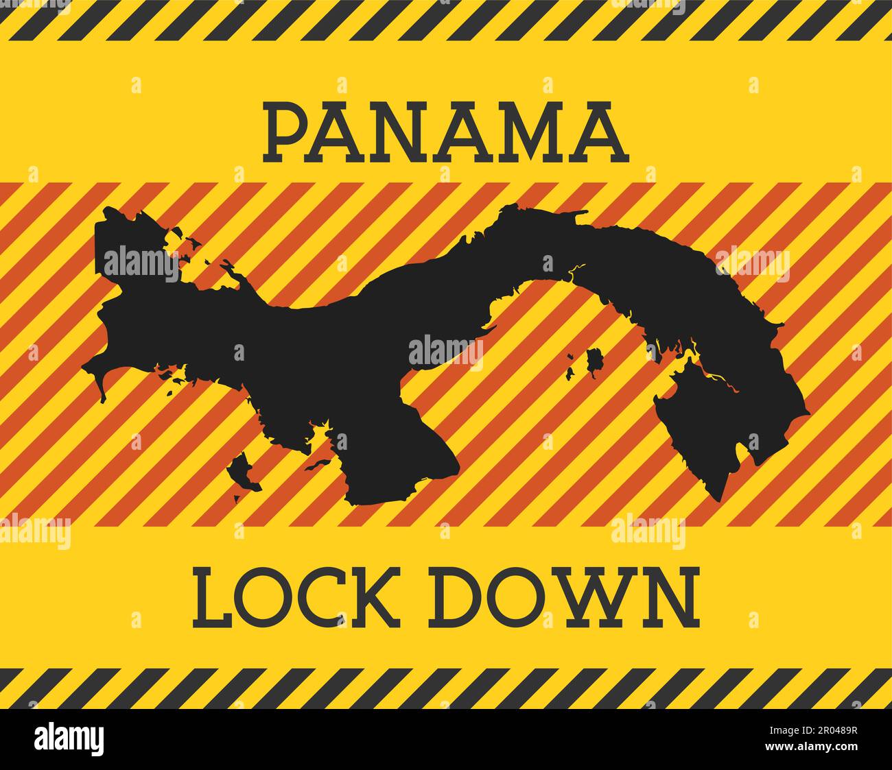 Panama Lock Down Sign. Yellow country pandemic danger icon. Vector illustration. Stock Vector