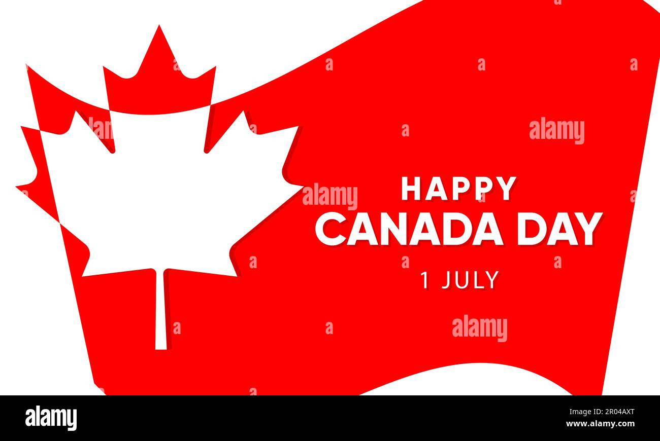Happy Canada Day background with red maple leaf. Vector illustration ...