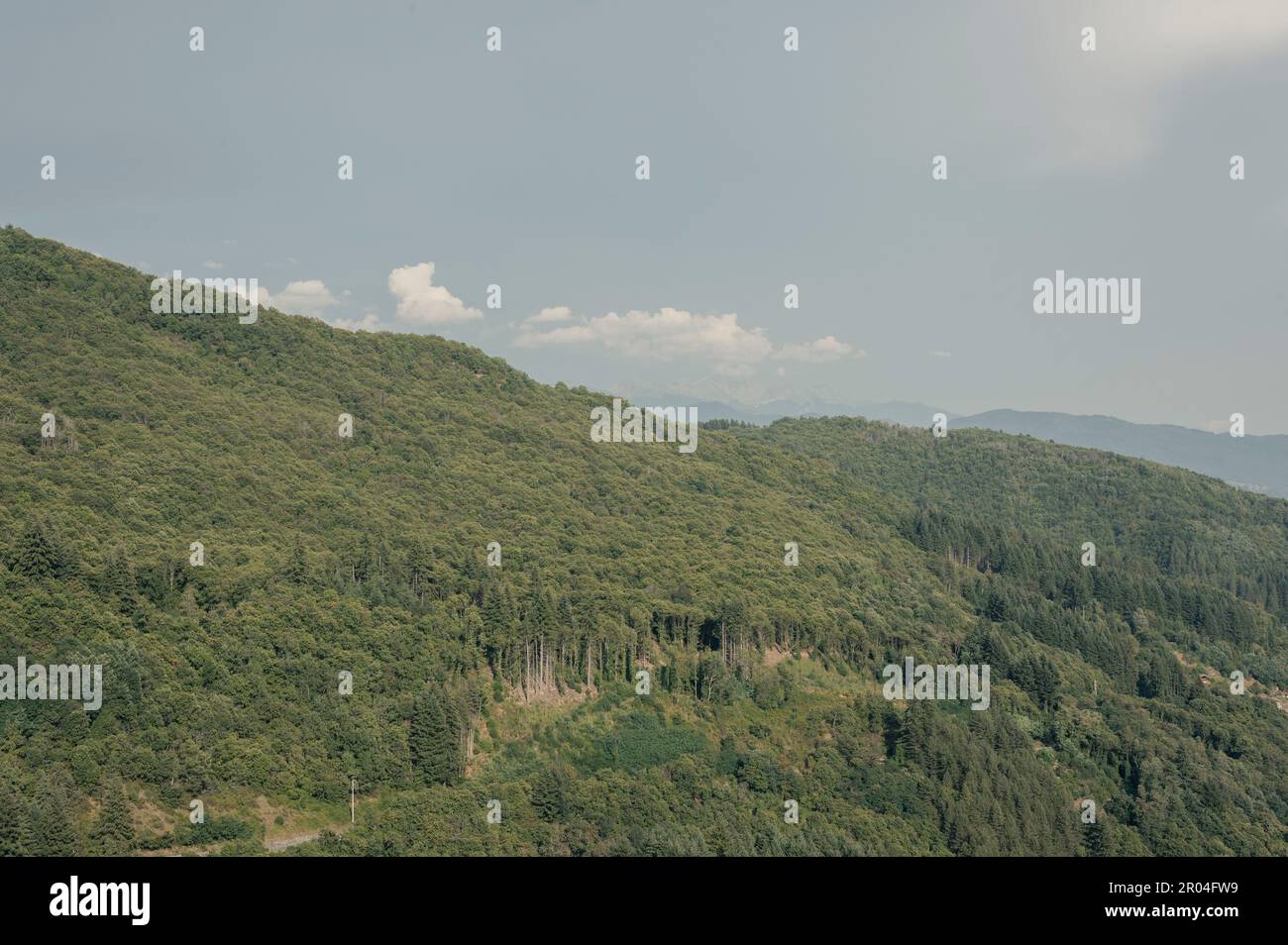 Castelnuovo di Garfagnana, Lucca, Tuscany (Italy). Panorama of the mountains and medieval villages Stock Photo