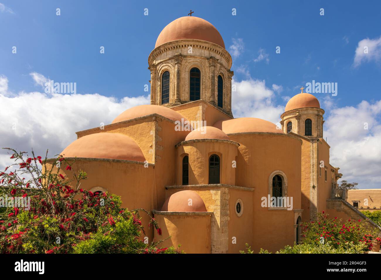 Greek Orthodox monastery Agia Triada in the Akrotiri peninsula near Chania, Crete. Greece. Stock Photo