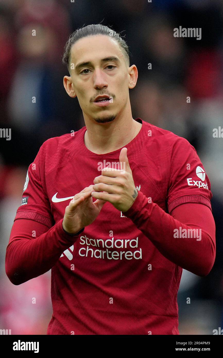 Kostas Tsimikas 21 of Liverpool salutes the fans after the Premier
