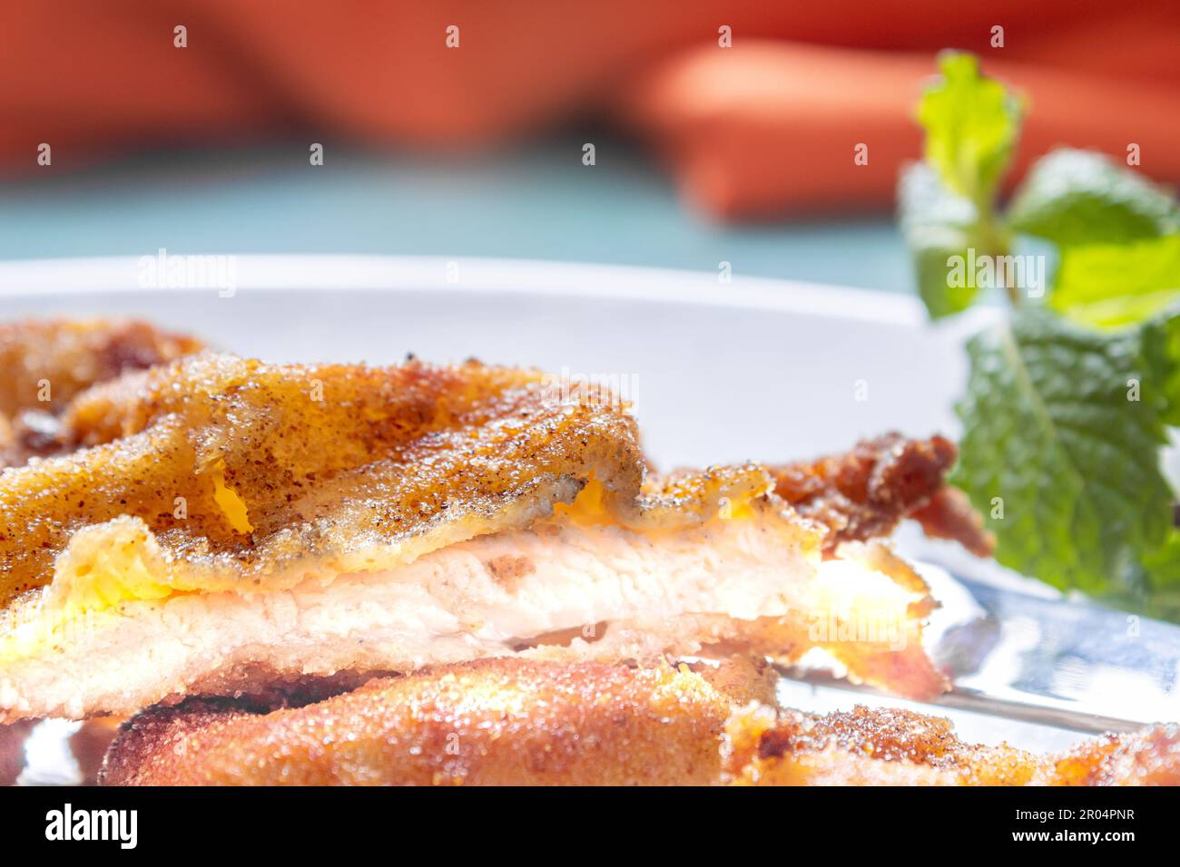 Delicious Milanese chicken (breaded chicken with breadcrumbs and egg