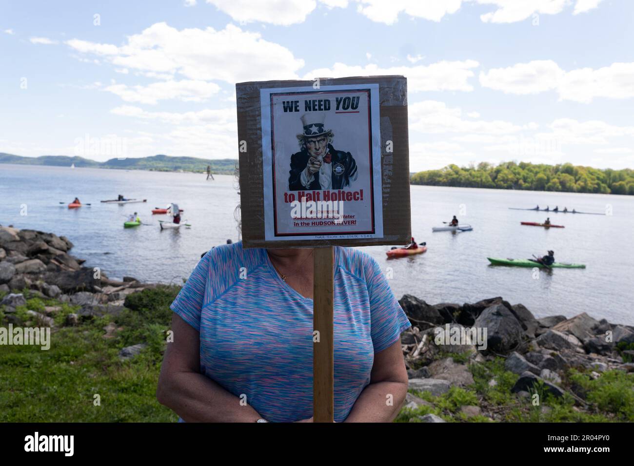Cortlandt, New York, USA. 6th May, 2023. A Demonstrator participates in