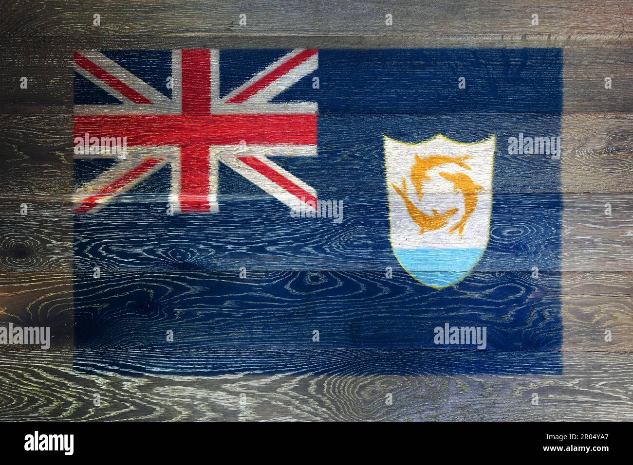 Anguilla flag on rustic old wood surface background Stock Photo - Alamy