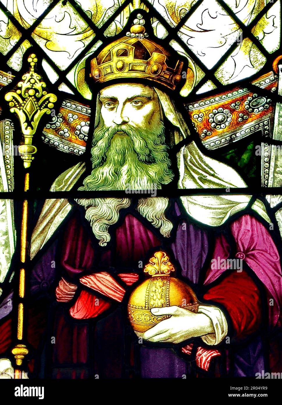 Hiram, Phoenician  King of Tyre, Old Hunstanton,late 19th century stained glass window, Norfolk, England UK, Bible character Stock Photo