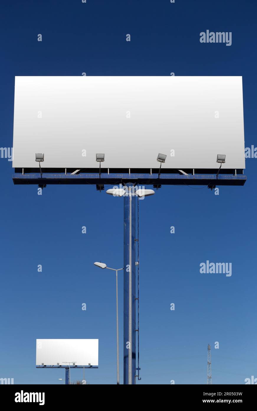 Blank empty billboard with copyspace for sign banner ad advertising campaign at urban Stock Photo