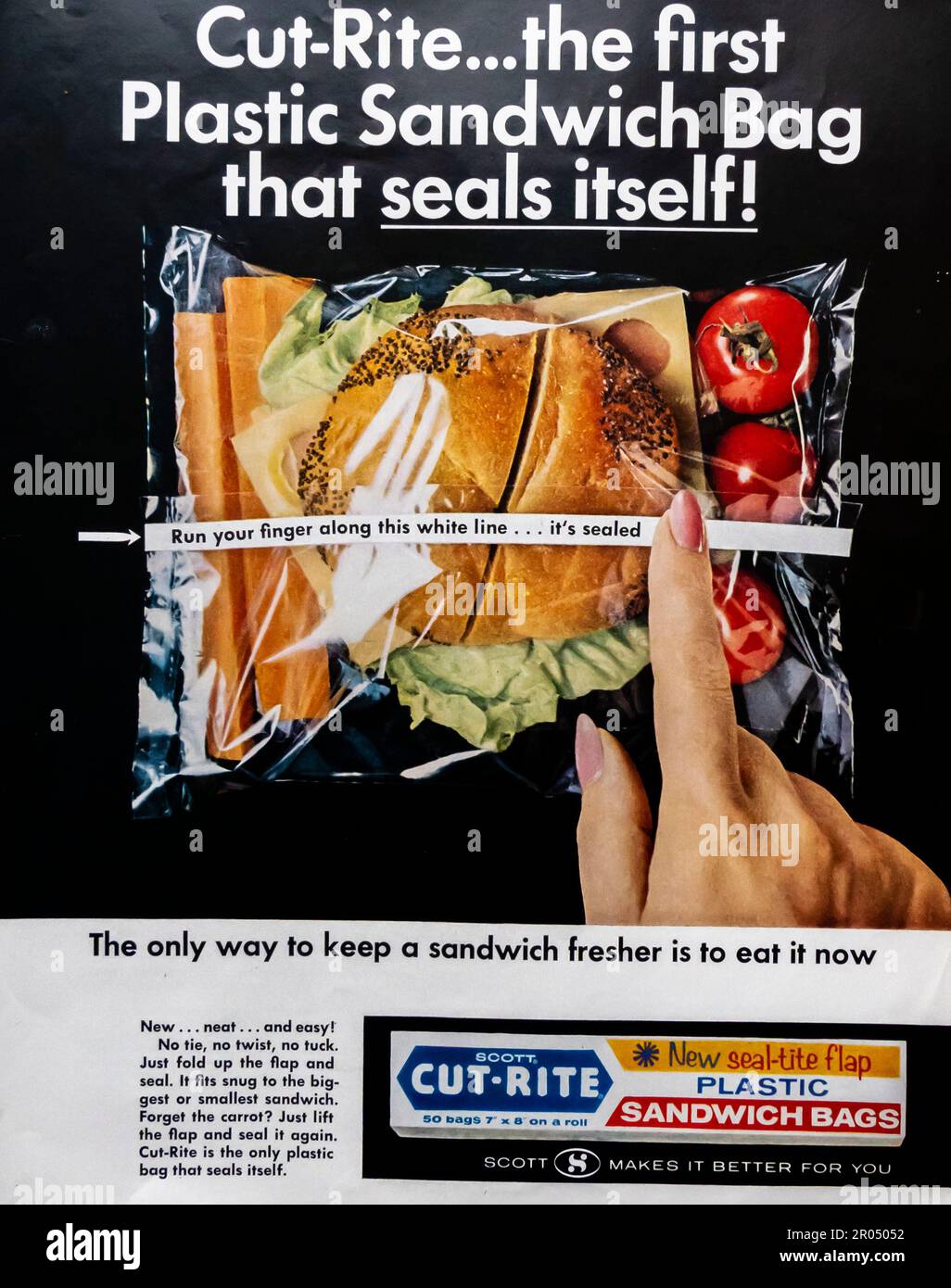 https://c8.alamy.com/comp/2R05052/scott-cut-rite-plastic-sandwich-bags-advert-in-a-journal-magazine-1965-2R05052.jpg