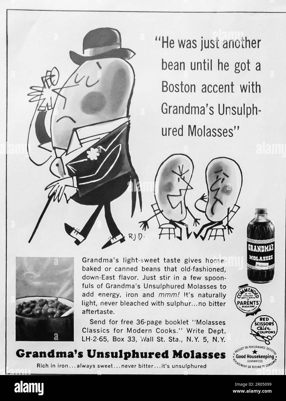 Grandma's Molasses Unsulphured advert in a Journal magazine, 1965 Stock