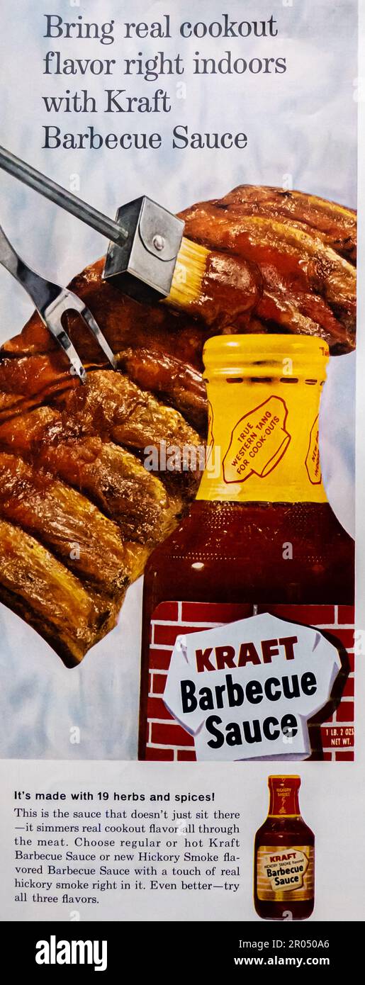 Kraft Barbecue Sauce advert in a Journal magazine, 1965 Stock Photo