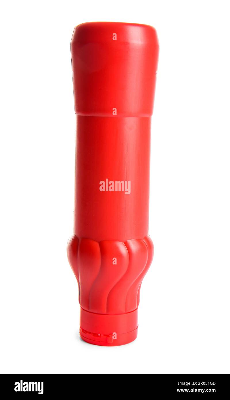 Upside down plastic bottle of ketchup on white background Stock Photo ...