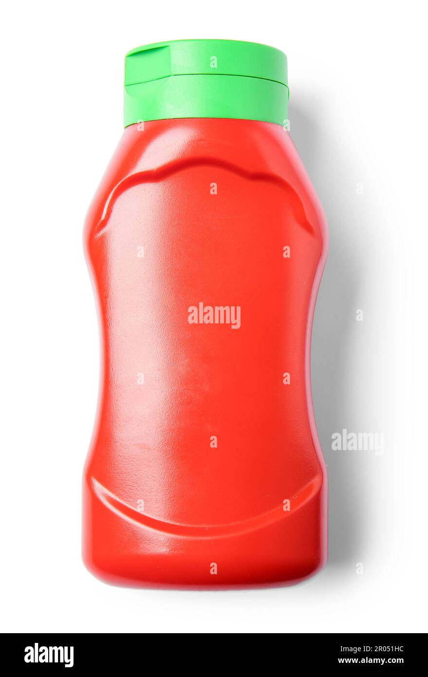 Plastic bottle of ketchup on white background Stock Photo - Alamy