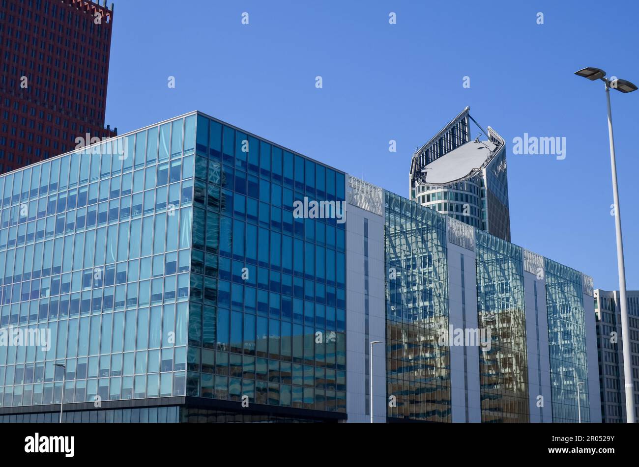Exterior of beautiful modern buildings against blue sky Stock Photo - Alamy
