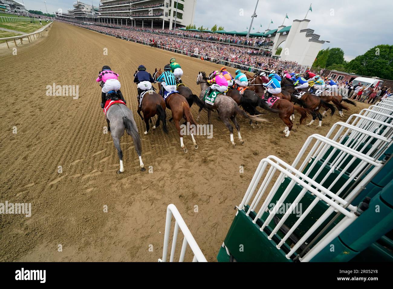 Horses leave the starting gate during the 149th running of the Kentucky