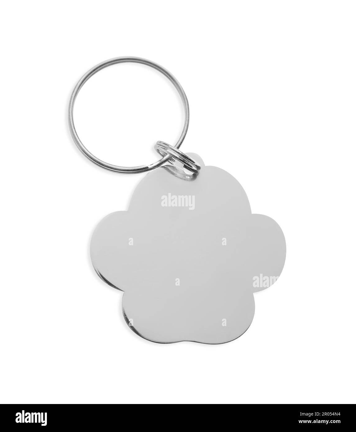 Blue Metal Bone Shaped Dog Tag Ring Isolated White Stock Photo by