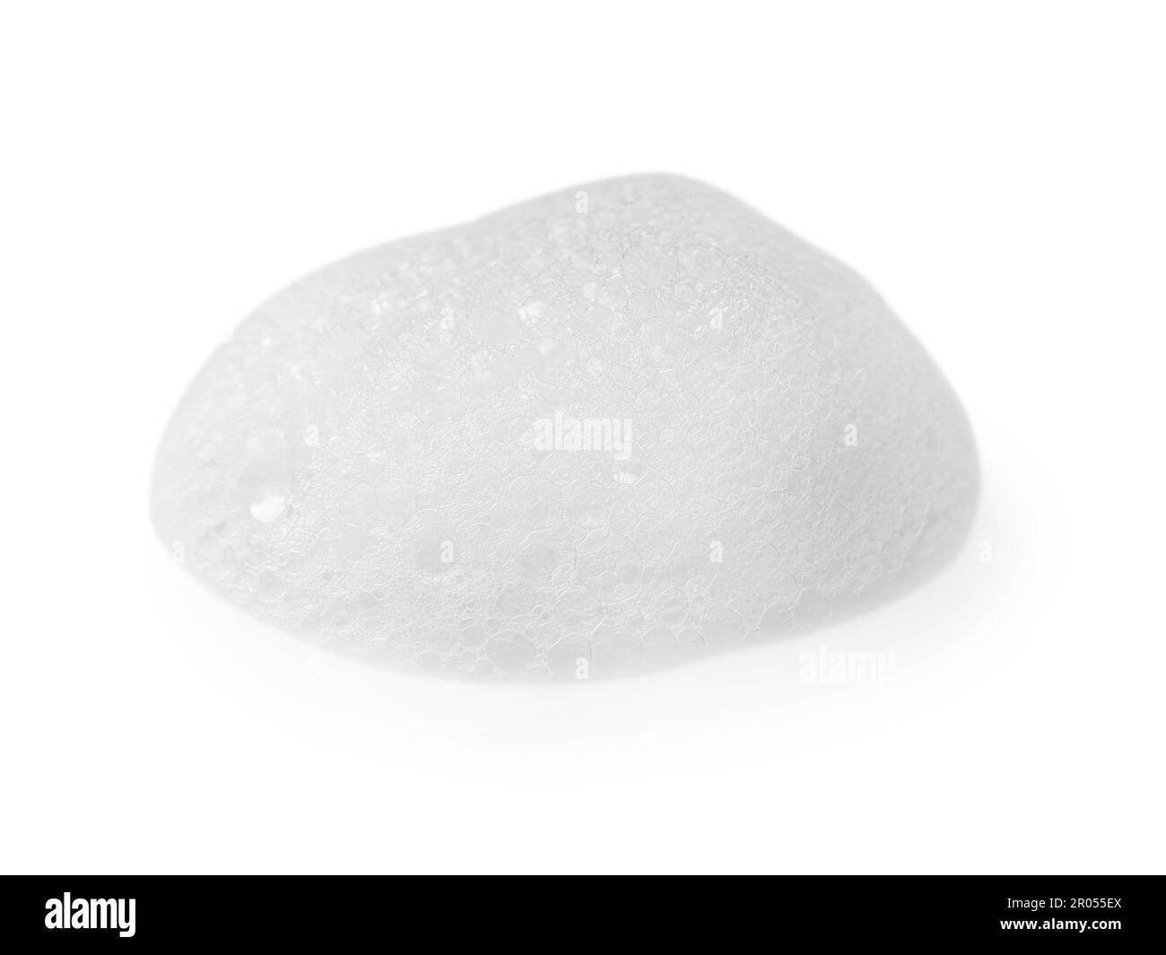 Drop of fluffy soap foam isolated on white Stock Photo