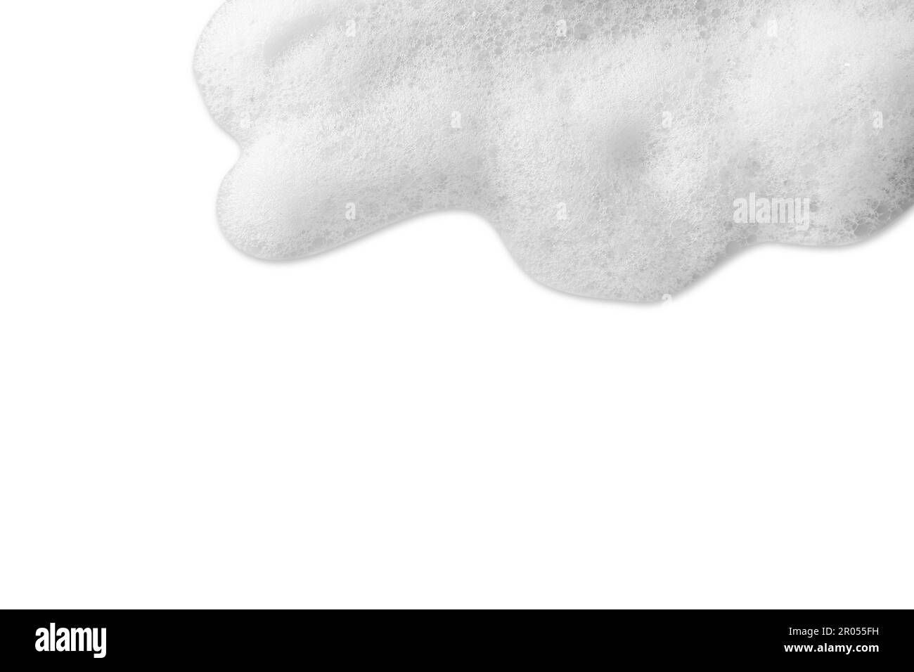 Fluffy soap foam isolated on white, top view Stock Photo