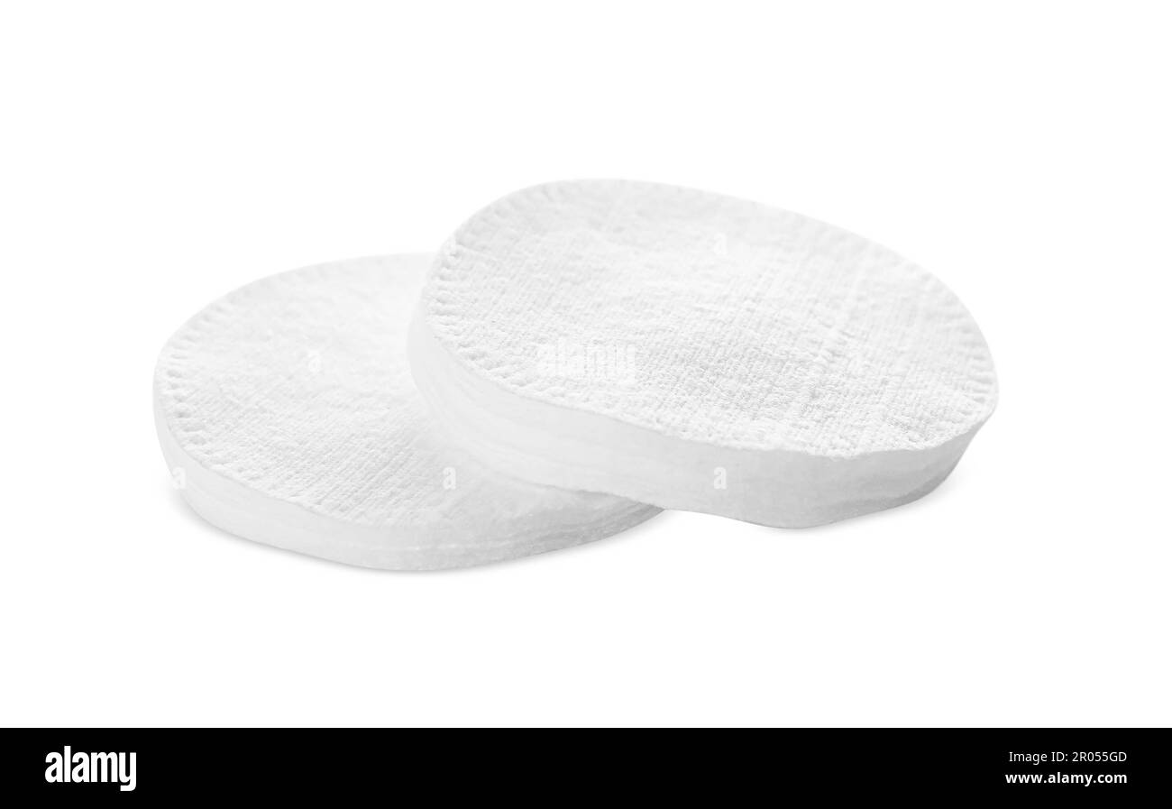 Pile of cotton pads on white background Stock Photo Alamy