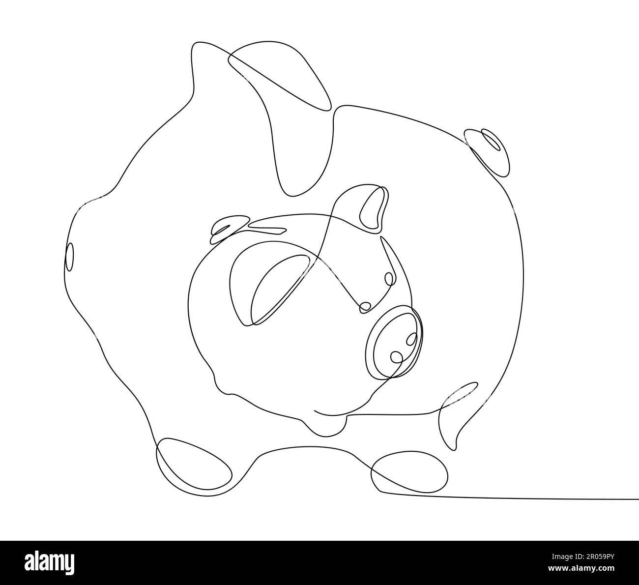 One continuous line of Piggy Banks. Thin Line Illustration vector ...