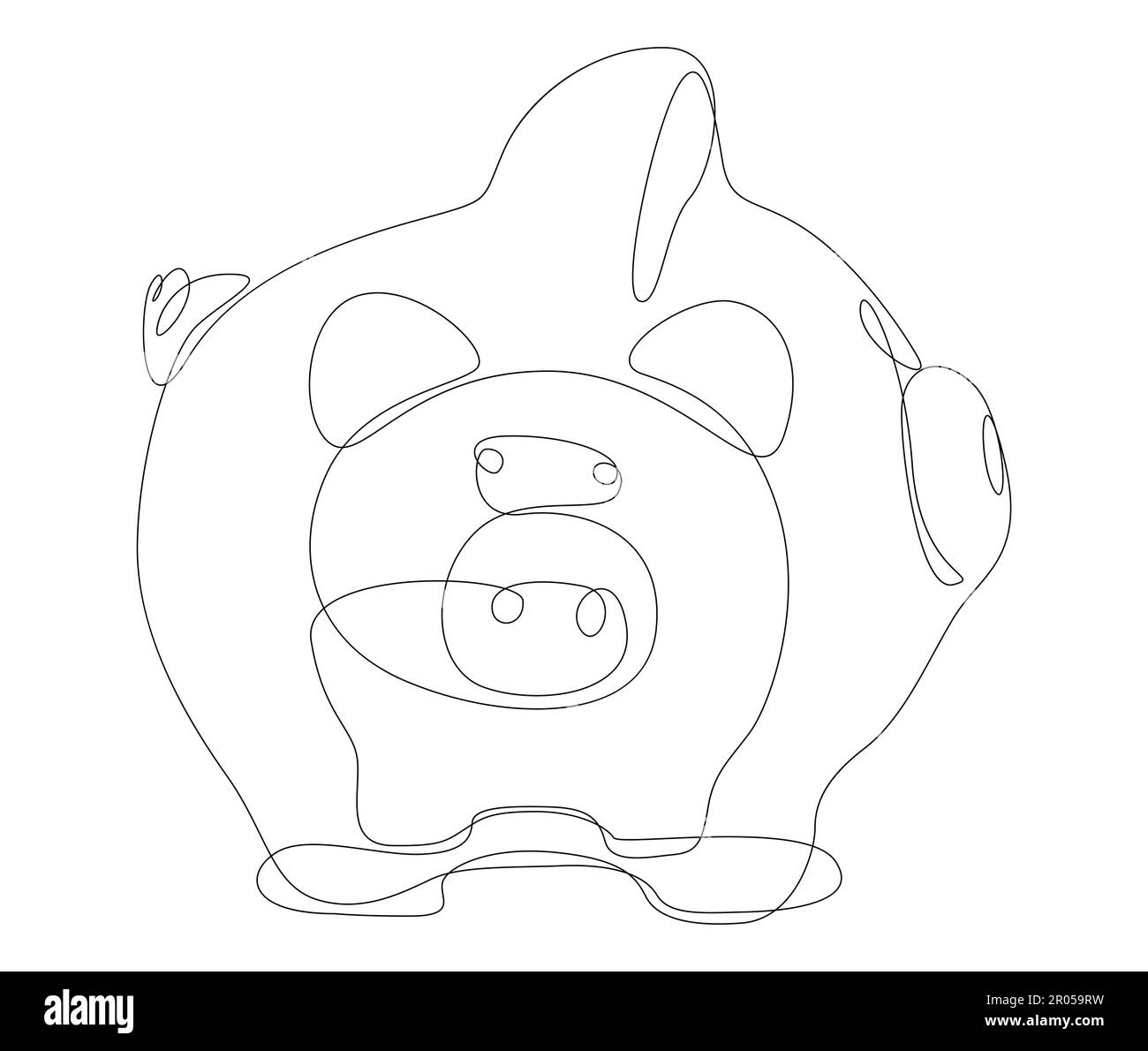 One continuous line of Piggy Banks. Thin Line Illustration vector concept. Contour Drawing Creative ideas. Stock Vector