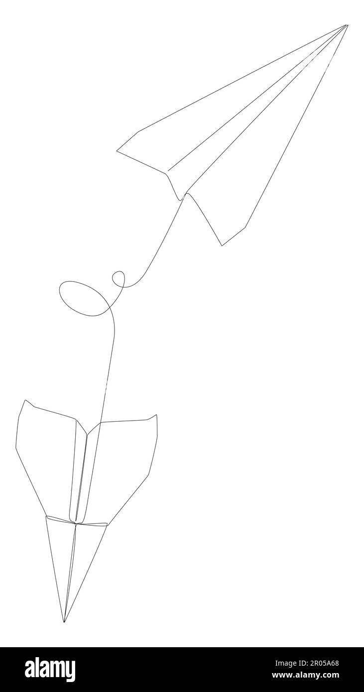 One continuous line of Paper Airplanes. Thin Line Illustration vector