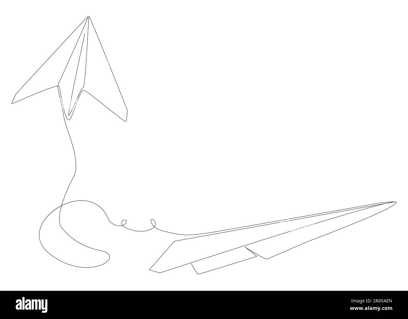 One continuous line of Paper Airplanes. Thin Line Illustration vector