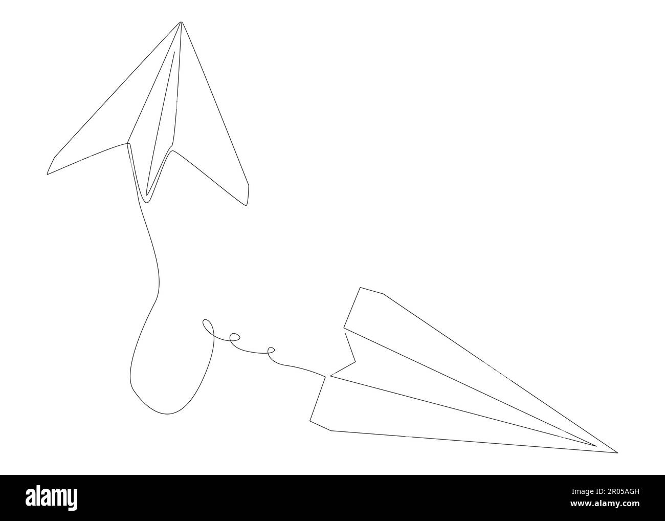 One continuous line of Paper Airplanes. Thin Line Illustration vector